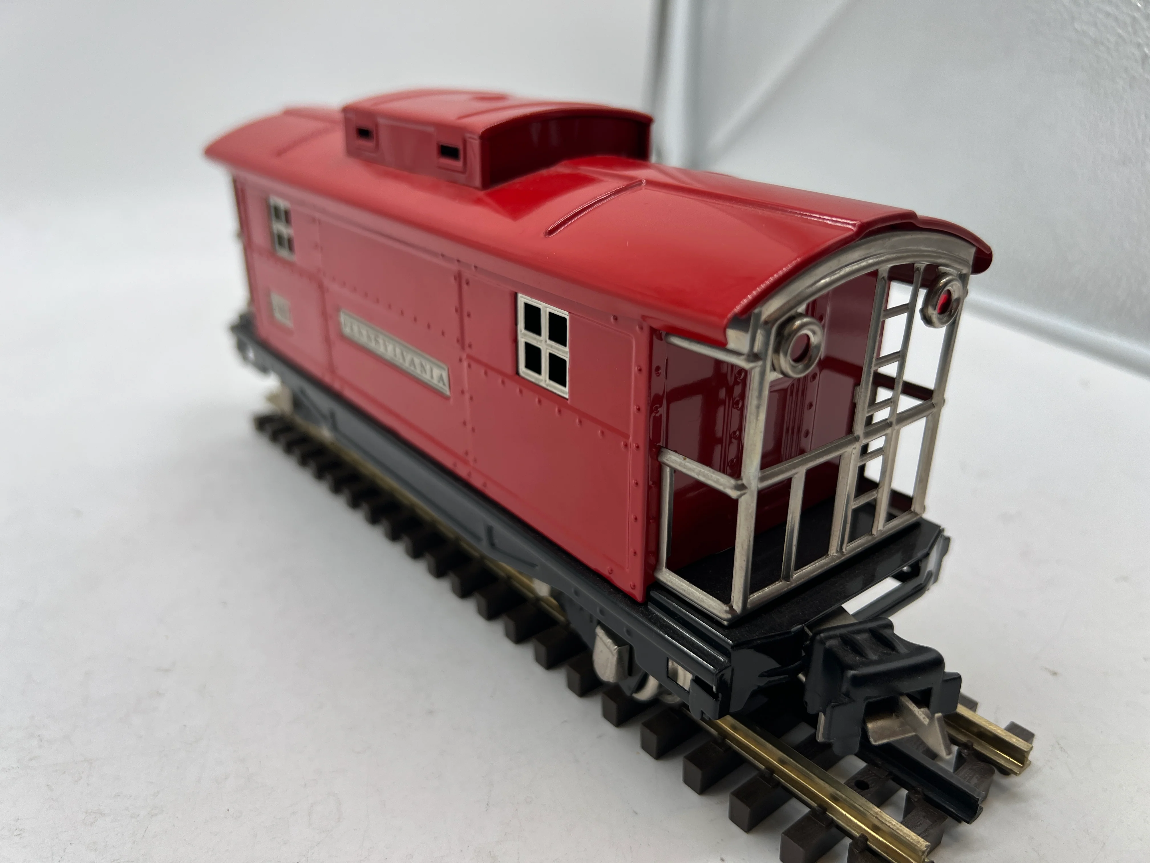 MTH TInplate Pennsylvania PRR Red 2817 Caboose Lit O SCALE Used Excellent No Box - Image 3