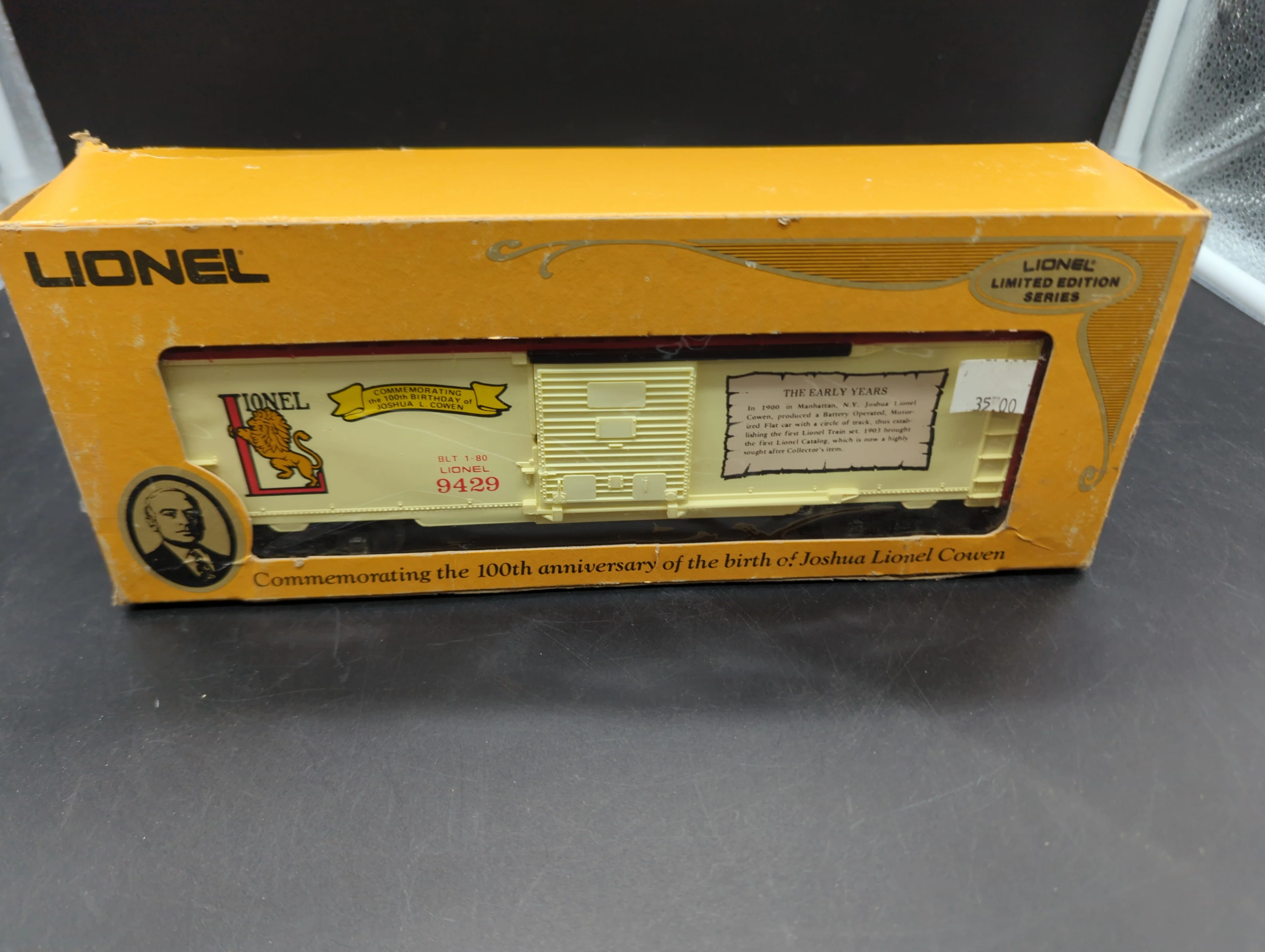 Lionel 6-9429 box car Joshua Cowen the early years 9429. O SCALE Used Excellent - Image 6