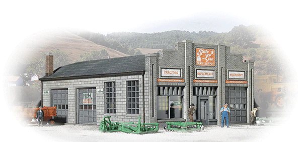 Walthers 933-3808 Cornerstone State Line Farm Supply -- Kit: 3-1/4 x 4-1/4 x 1-7/8"; Ramp: 1-3/16 x 4-7/8"