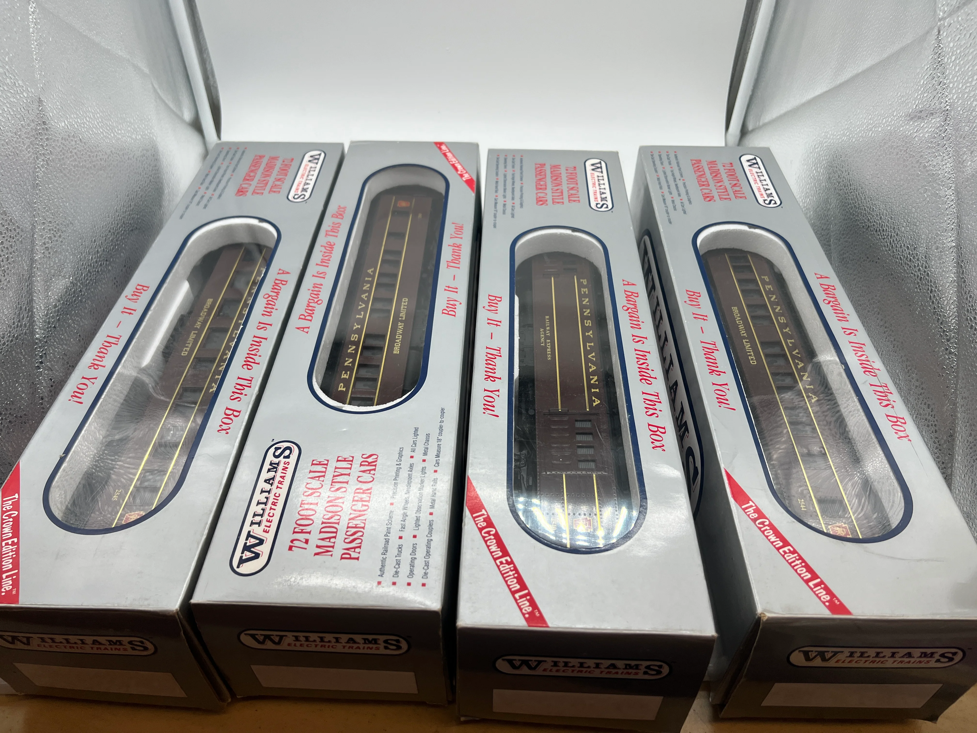 Williams 4 Car Pennsylvania Railroad PRR Broadway Limited Passenger Car set O SCALE Used Excellent - Image 7