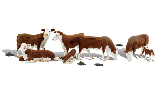 Woodland Scenics WDS1843 Hereford Cows Figures HO Scale